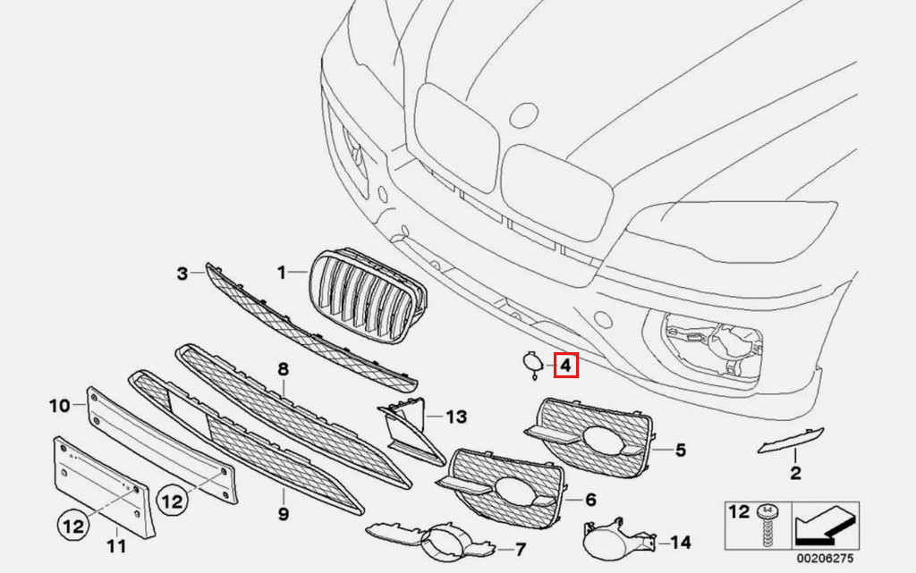 BMW E71 X6 Front Bumper Tow Hook Eye Cover Cap Primed Left or Right — view 4