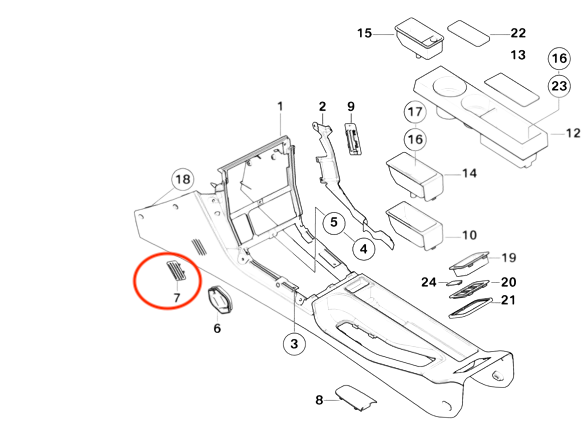 BMW Z3 Center Console Trim Cover NEW (3 compact 8398996 51168398996) — view 13