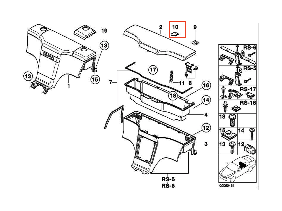 BMW Z3 Coupe E36 Center Oddments Box Cover Trim All Color 51168400252 — view 3