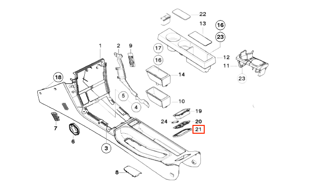 BMW Z3 Coupe E36 Rear Center Console Frame Trim 51168399321 — view 3