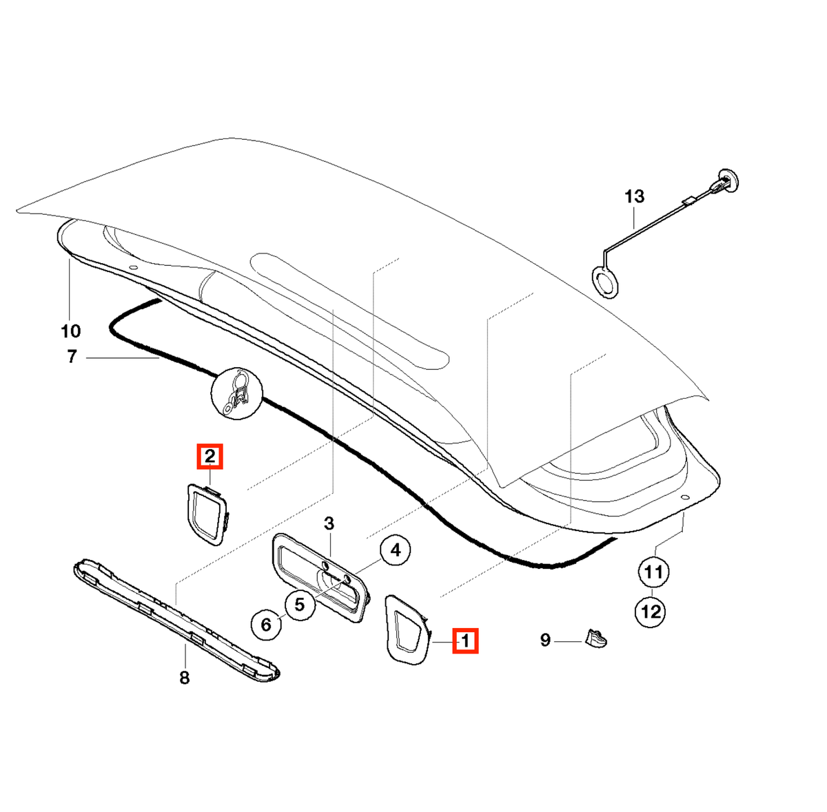 BMW Z3 E36 Taillight Bulb Access Cover Trim Set of 2 (51498399313 / 51498399314) — view 4