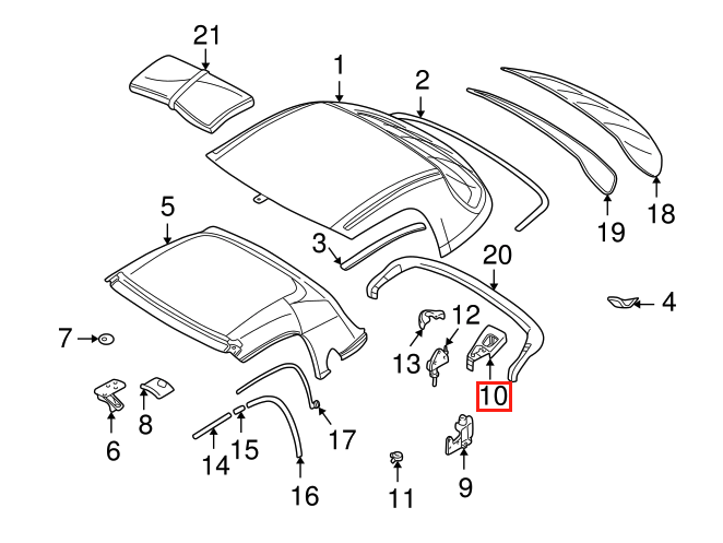 BMW Z3 Hardtop Mounting Cover Right (54218410552) — view 4