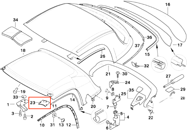 BMW Z3 Removable Top Trim Cover Left Or Right 54218410507 54218410508 — view 4