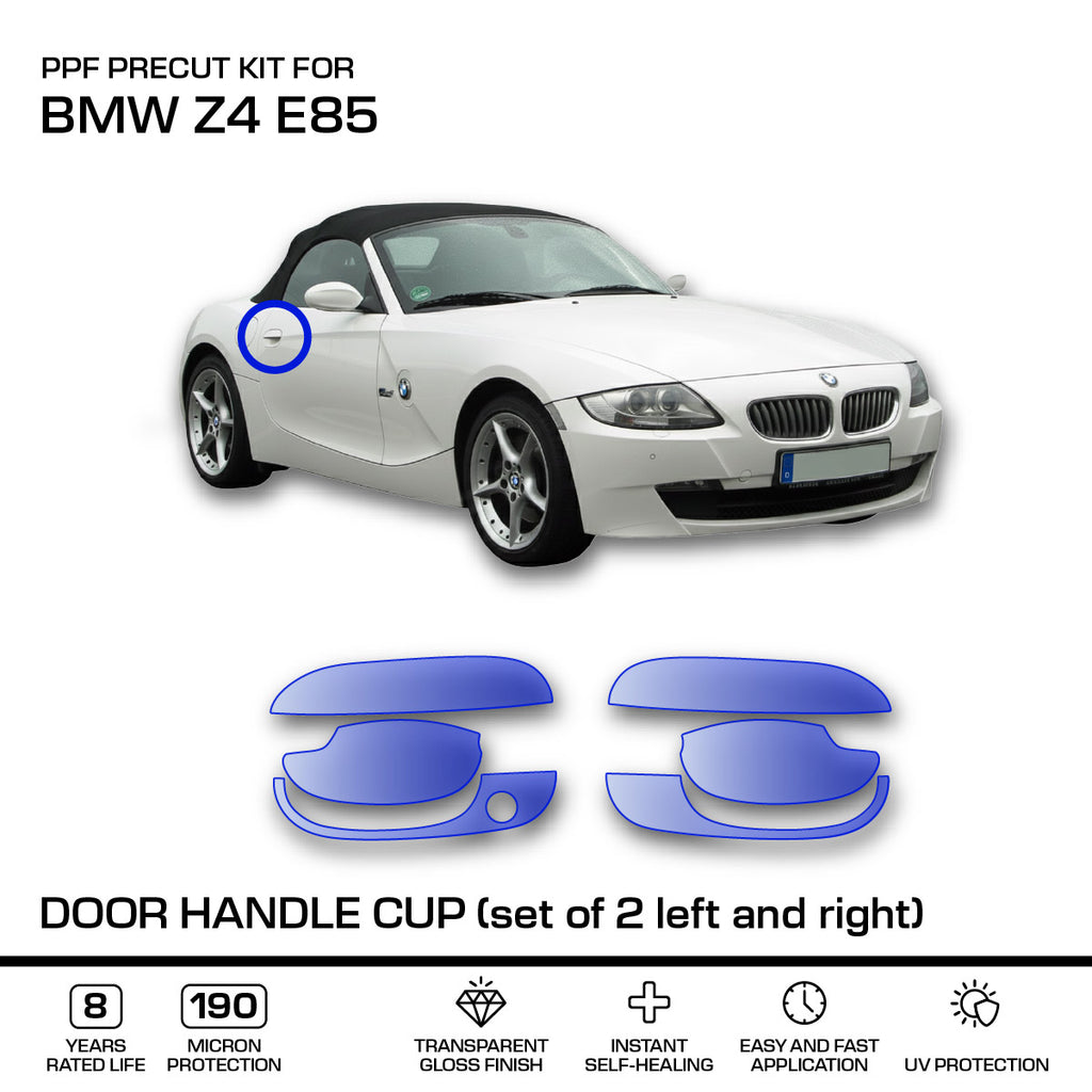 BMW E85 Z4 Door Handle Cup – PPF Paint Protection Film Precut – Set of 2 Left or Right