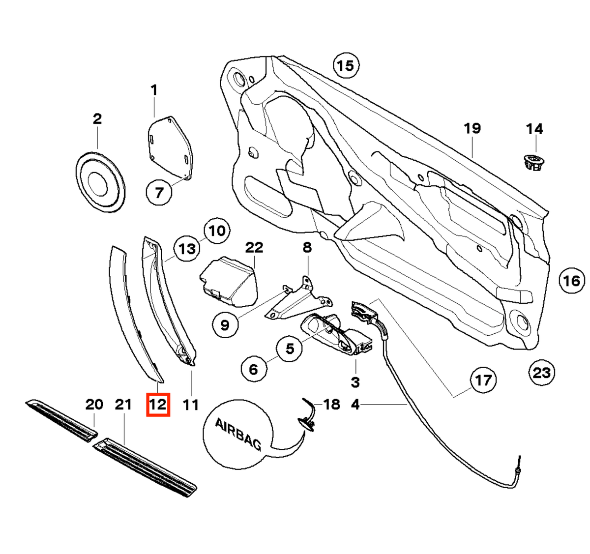 BMW Z4 E85 / E86 Carbon Fibre Inner Door Handle Decor Trim Set (51417042877 / 51417042878) — view 3