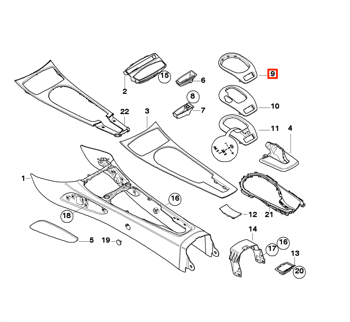 BMW Z4 E85 / E86 Centre Console Manual Shifter Surround Trim 5 Colours (51167026221) — view 9