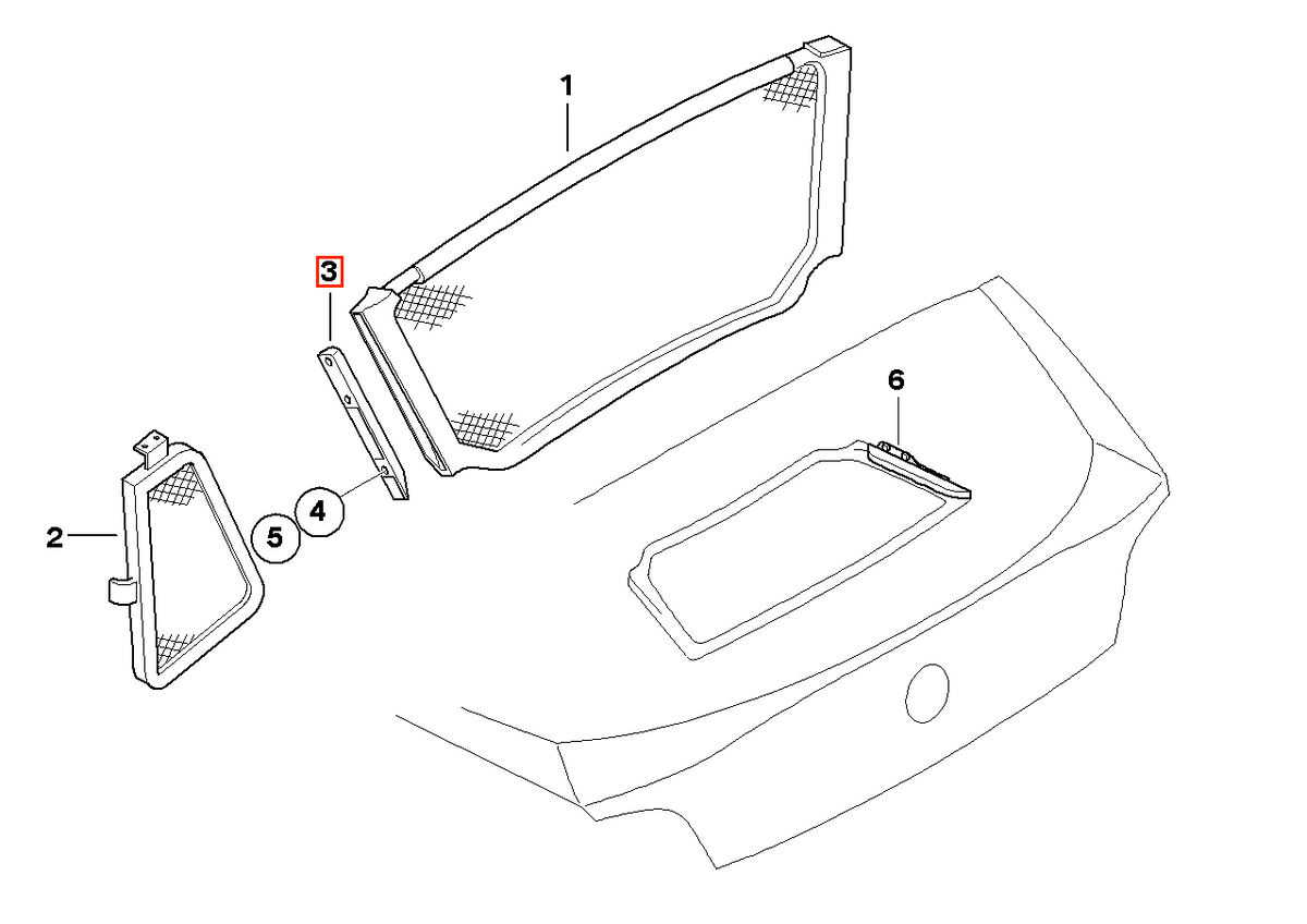 BMW Z4 E85 E86 Exterior Bracket for Wind Deflector Set of 2 Left and Right Black (54347117749 & 54347117750) — view 4