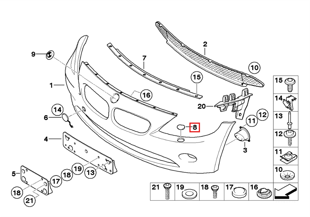 BMW E85 E86 Z4 Front Bumper Headlight Washer Jet Cover Black Left or Right — view 4