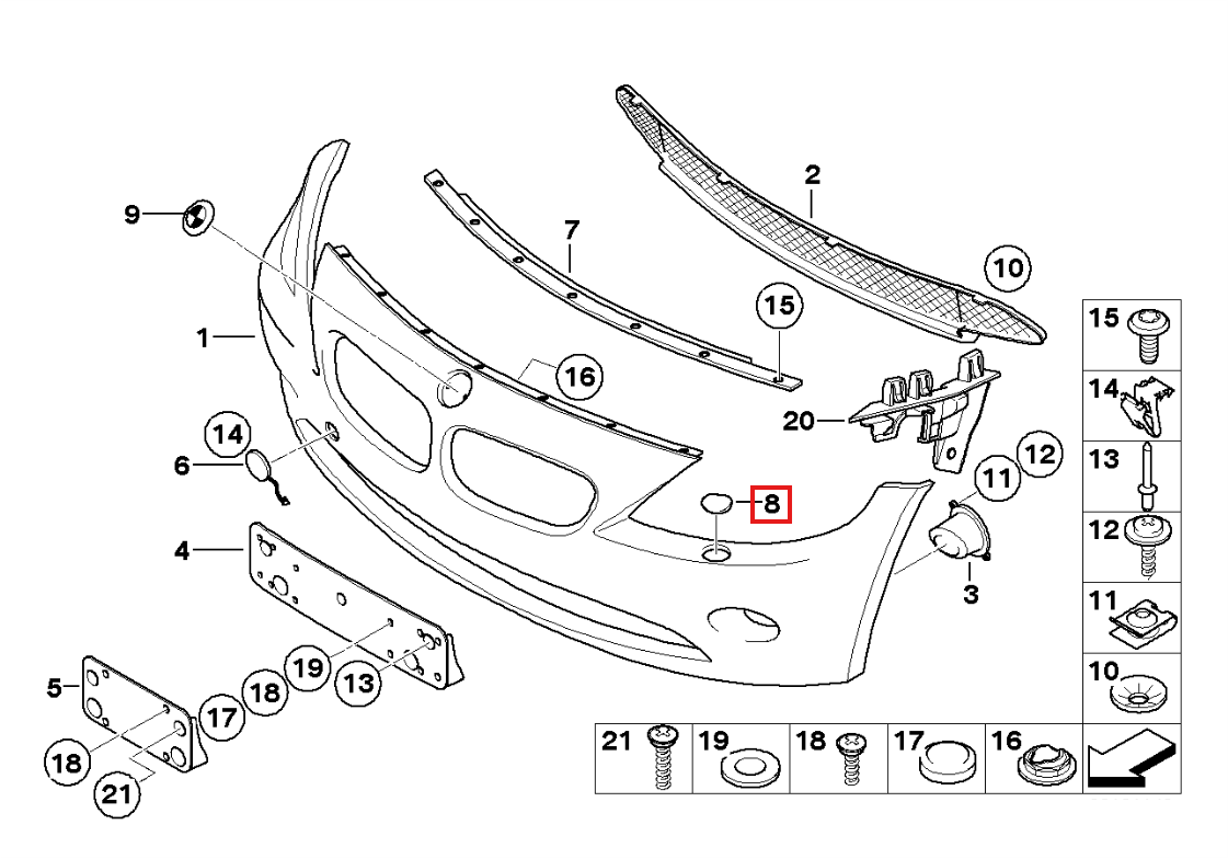 BMW E85 E86 Z4 Front Bumper Headlight Washer Jet Cover Black Left or Right — view 4