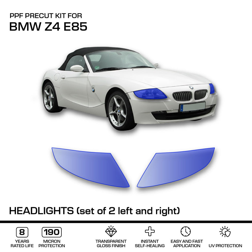 BMW E85 Z4 Headlights – PPF Paint Protection Film Precut – Set of 2 Left or Right