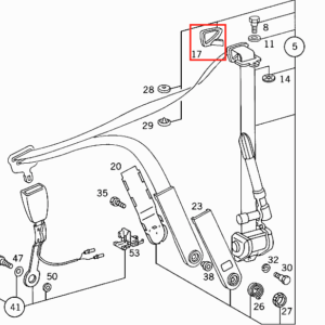 Mercedes-Benz C124 A124 Seat Belt Guide Frame (Right or Left) (Mercedes A1248680322) — view 2