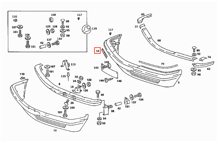 Mercedes-Benz C126 Coupe Front Bumper Tow Eye Hook Cover Flap Primed (A1268850126) — view 3