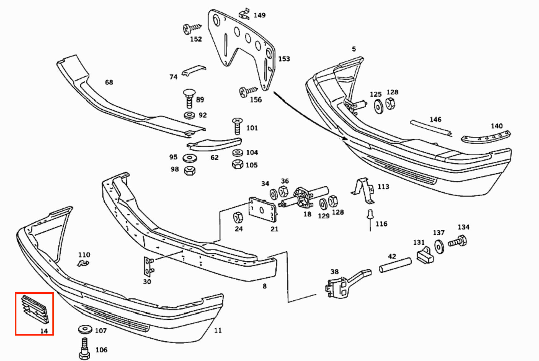 Mercedes W126 SEC Front Bumper Lower Tow Hook Grill Cover - Version USA Coupe - Primed (A1268850326) — view 4