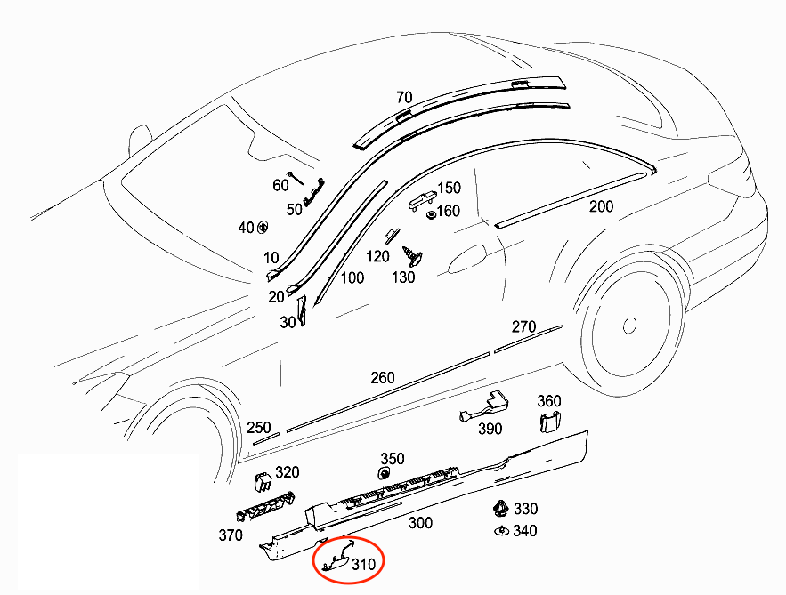 Mercedes C207 E-Coupe Front Jacking Point Cover Left Or Right Primed A2076980930 / A2076981130 — view 3