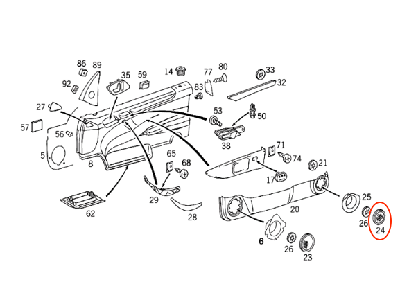 Mercedes-Benz C208 CLK Front Door Rear Speaker Cover Panel (A2087270388) — view 17