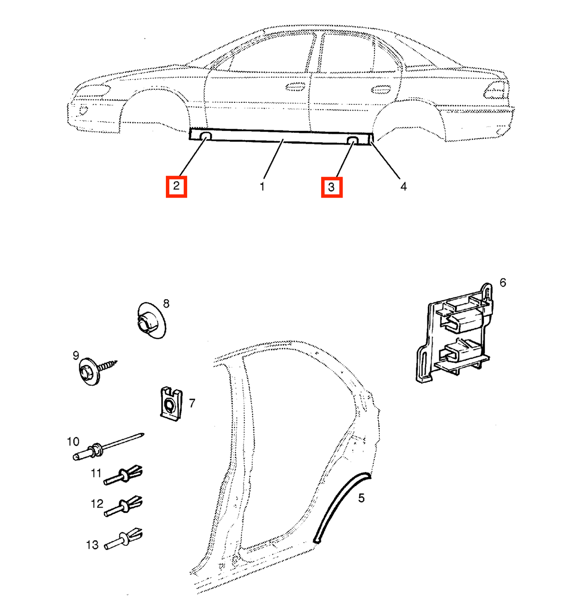 Cadillac Opel Omega B FL / Cadillac Catera Side Skirt Jacking Point Cover Cap Left or Right Front or Rear Primed (90493773 / 90493774 /… — view 6