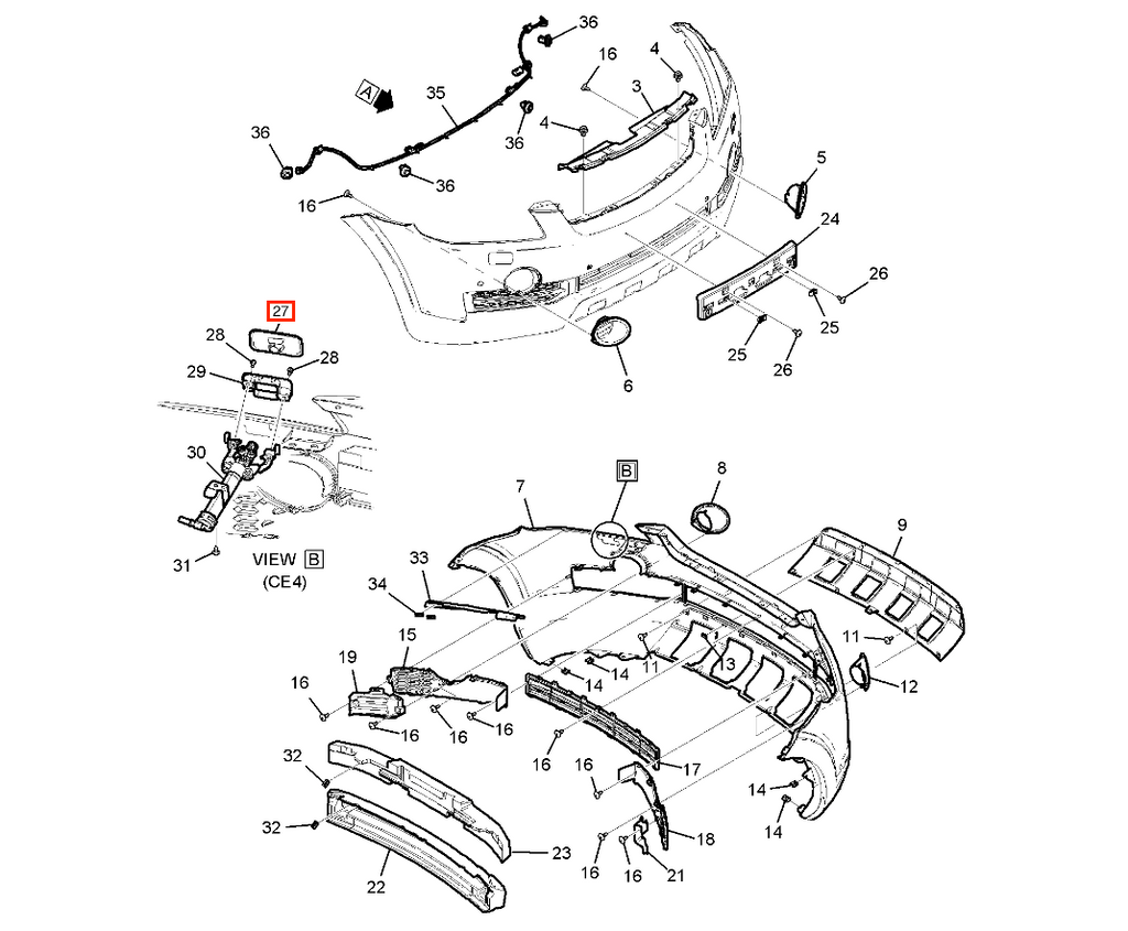 Chevrolet Captiva Headlight Washer Cap Cover Pair Left and Right Primed or Black (96627018) — view 4