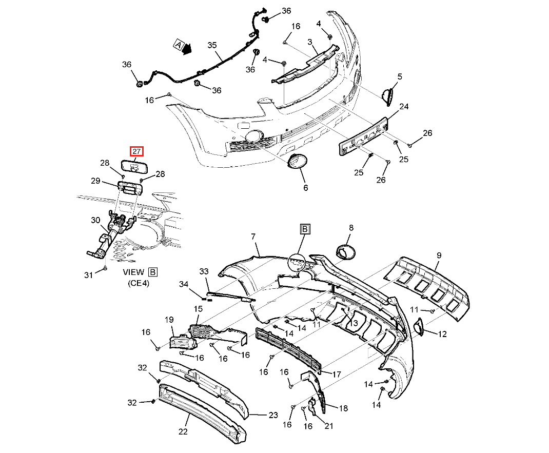 Chevrolet Captiva Headlight Washer Cap Cover Pair Left and Right Primed or Black (96627018) — view 4