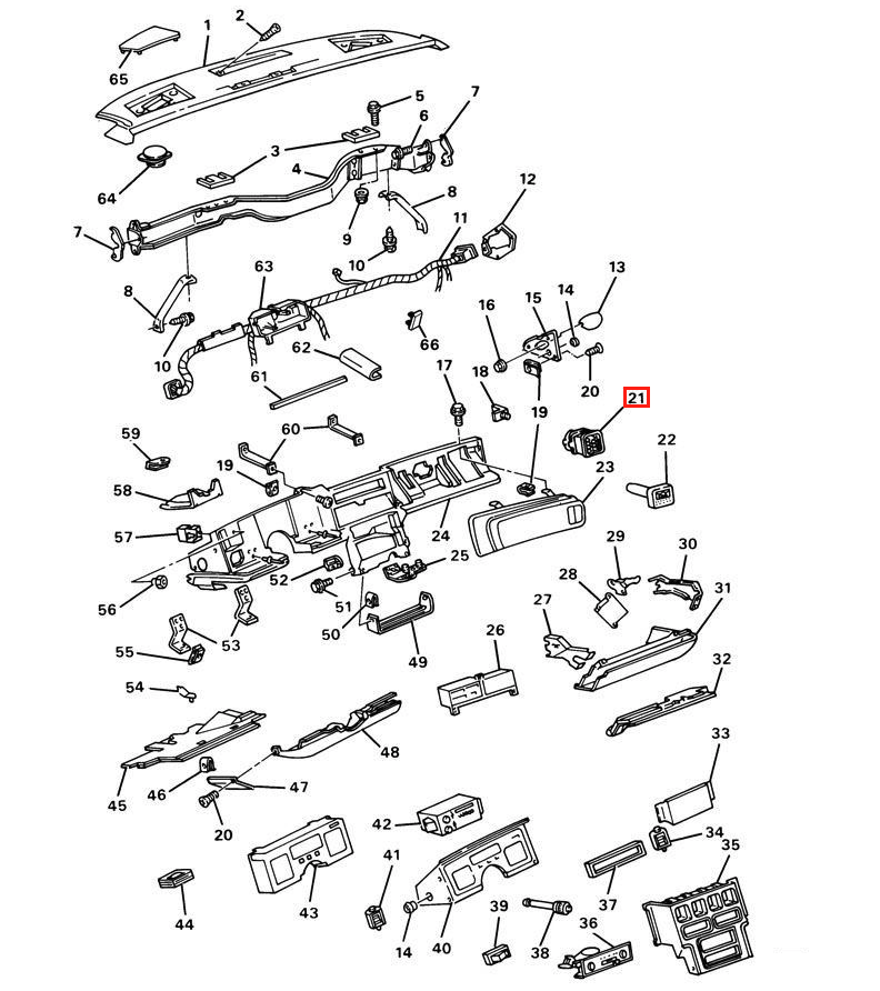 Chevrolet Corvette C4 Dashboard Air Flow Vent Black (14046019) — view 3