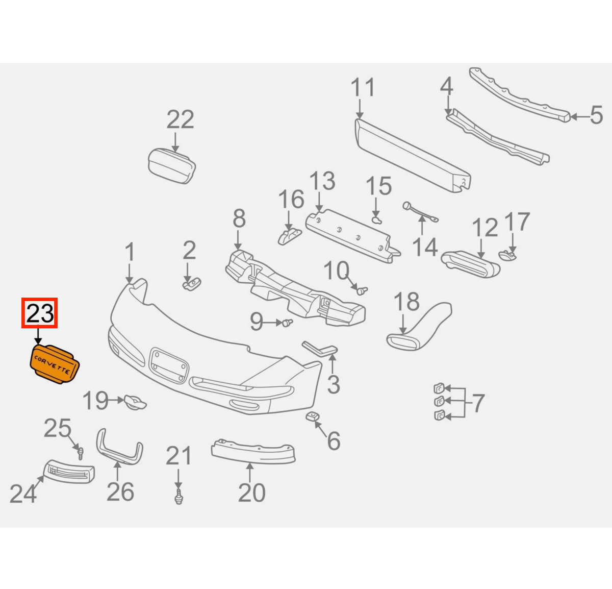 Chevrolet Corvette C5 Front Bumper License Plate Trim 2 Versions Primed / Black (10288540) — view 9