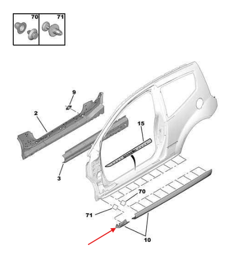 Citroen C2 VTS Side Molding Primed Left or Right (9648436777 / 9648436677) — view 5
