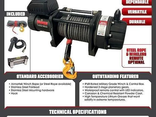 T1000-145 Extreme (Military Spec) Synthetic Rope Winch — view 2