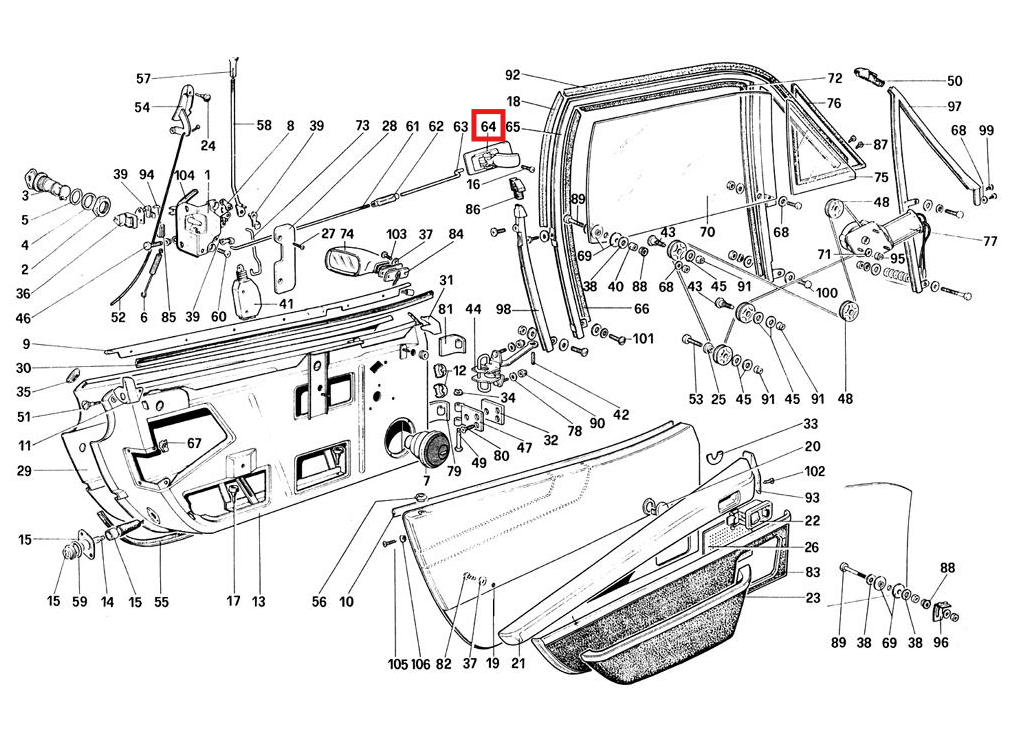 Ferrari 308 Inner Door Handle Black Left or Right (60035607) — view 7