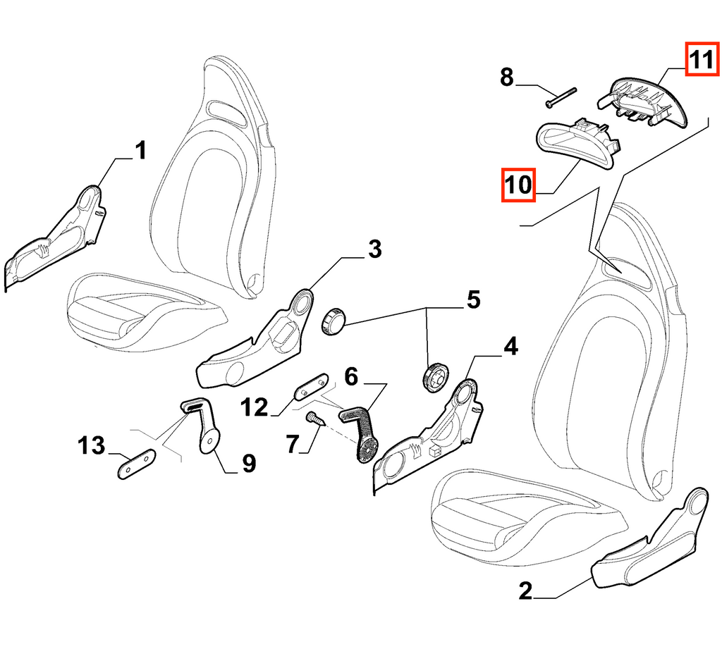 Fiat 500 595 695 Abarth Carbon Fibre Headrest Insert Set of 2 Seats (1726243 / 1726244) — view 6