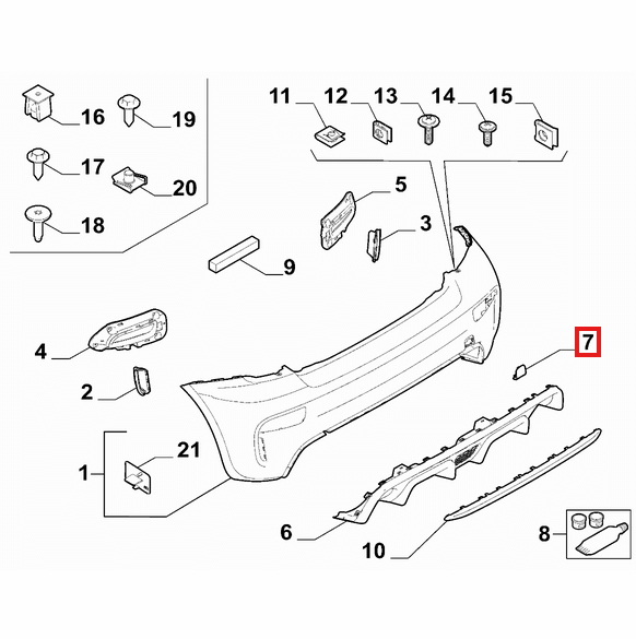 Fiat 500 Abarth Rear Tow Eye Cover Primed (735633082) — view 5