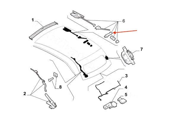 Fiat 500 Sunroof Bracket Repair Kit Set of 3 Left or Right Black (77365912) — view 4