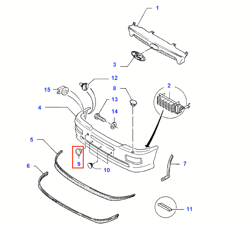Ford Escort Cosworth Front Bumper Tow Eye Cover Primed 1055421 — view 3