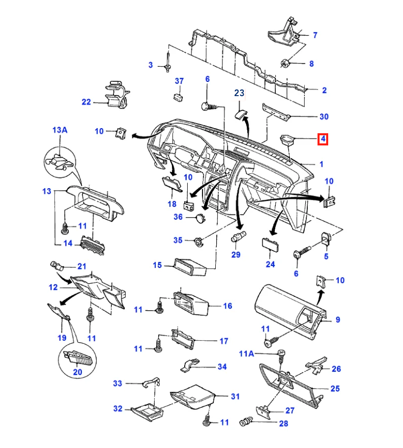 Ford Escort Mk6 Instrument Panel Cover Left or Right Black or Gray (6186472) — view 4