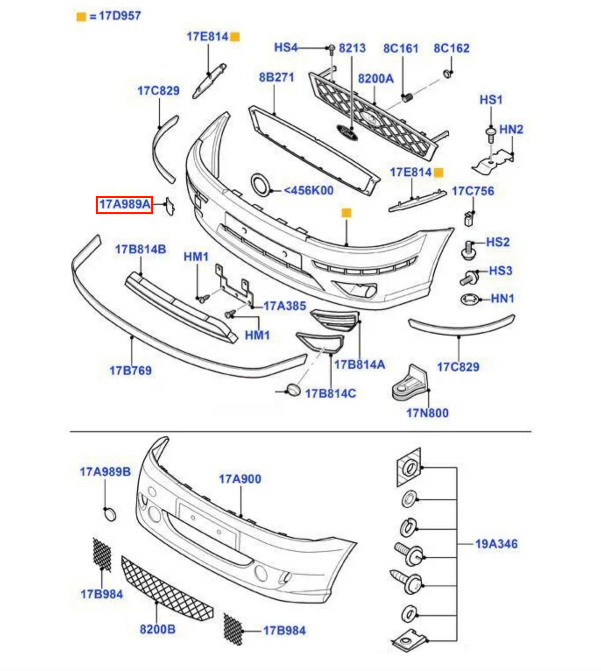 Ford Focus Mk1 Lift Front Bumper Tow Hook Cover Primed (2M5117A989AB) — view 4