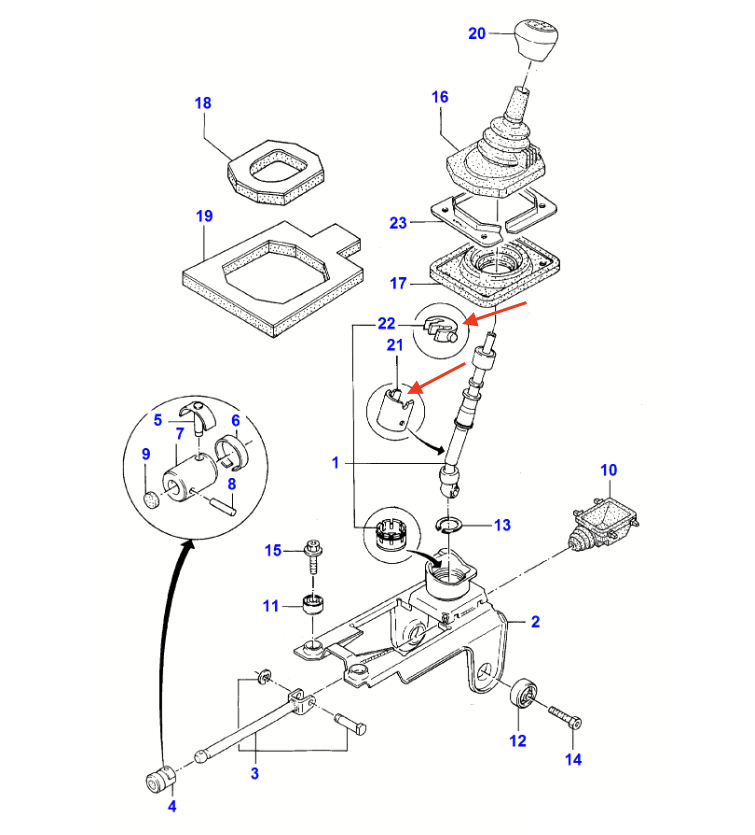 Ford RS Escort Sierra Cosworth Repair Kit Transmission Gear Shift MT-75 & Bushing – Pin Sound Gear Shifts 958T7K387AB / 878T-7M146-AA — view 2