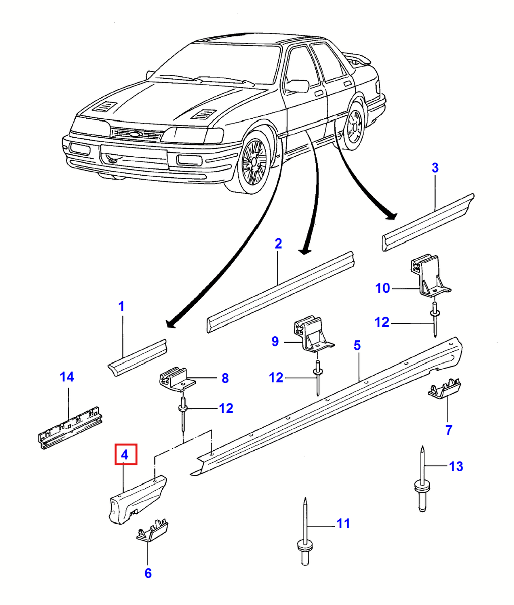 Ford Sierra Cosworth Panel Extension Body Rocker Primed Left or Right — view 5