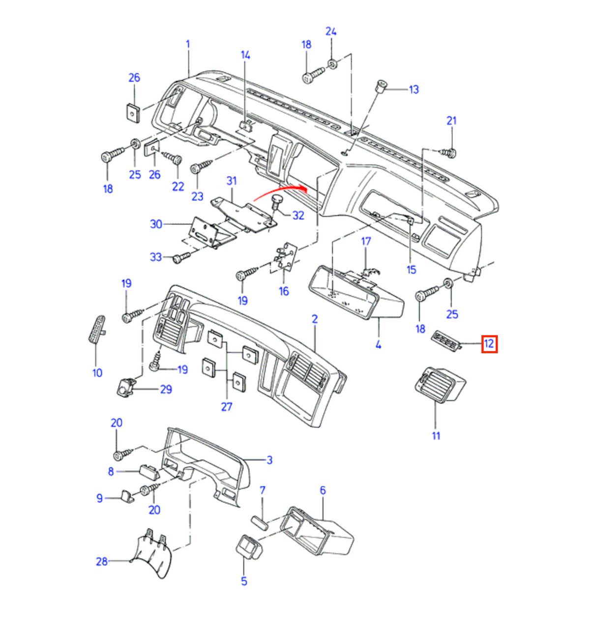Ford Sierra Defroster Nozzle Grille LHD or RHD Black or Gray (6720806 / 6720810) — view 4