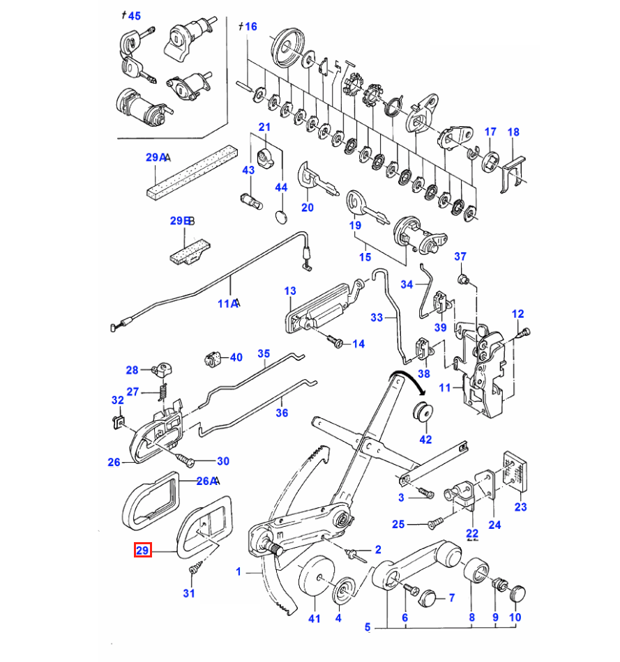 Ford Sierra MK2 Sapphire Cosworth Door Handle Interior Bezel Left or Right Black (88BB-A22621 / 88BB-A22620) — view 4