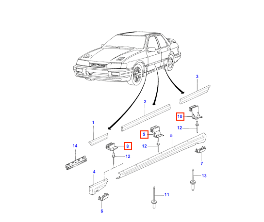 Ford Sierra Sapphire RS Cosworth Side Skirt Retaining Clip Kit Set Of 16 1659676 / 1659677 / 1659678 — view 3