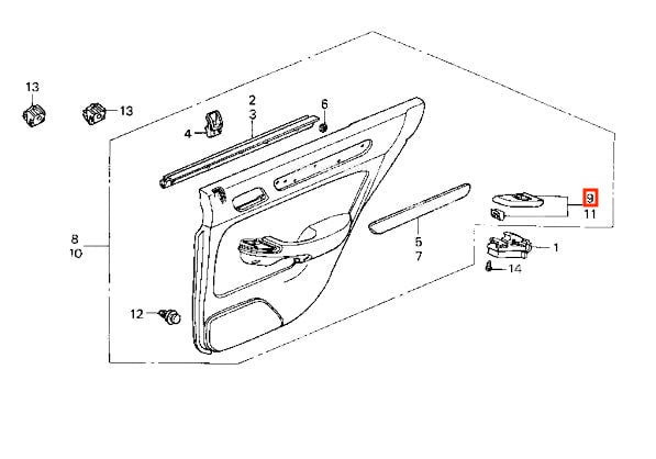 Honda Accord VI Rear Window Switch Cover Left or Right Black (83743-S1A-E21ZA) — view 4