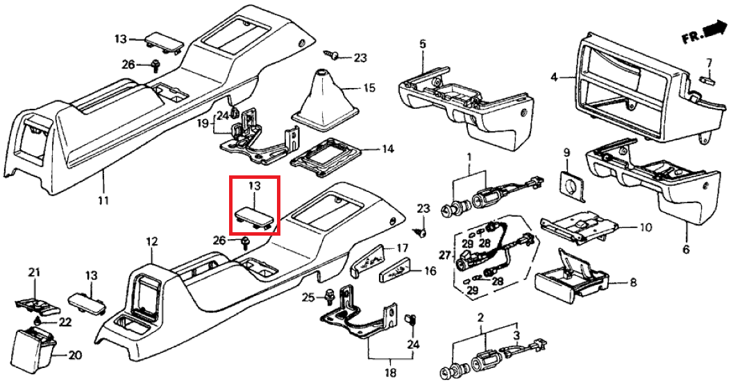 Honda Civic Cap Center Console Black 83412-SH3-000ZJ — view 3