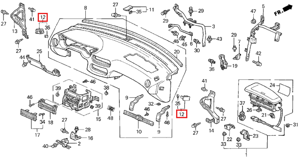 Honda Civic Del Sol Dash Side Bolt Cover Trim Black (7120SR3000ZB) — view 5