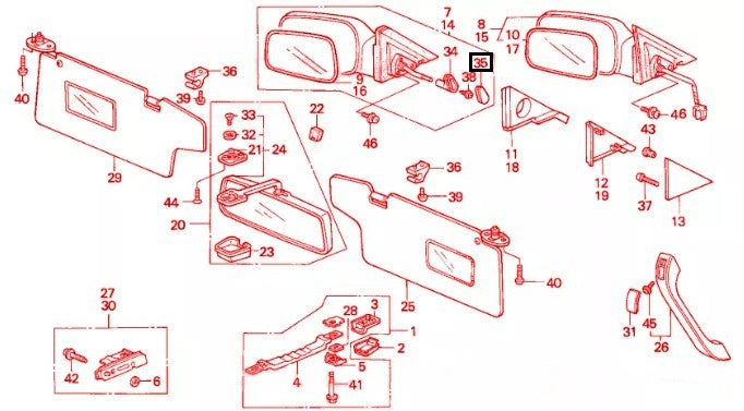 Honda Civic Ef9 Outside Mirrors Knob Cap Cover Set of 2 Black (88159SA7003) — view 5