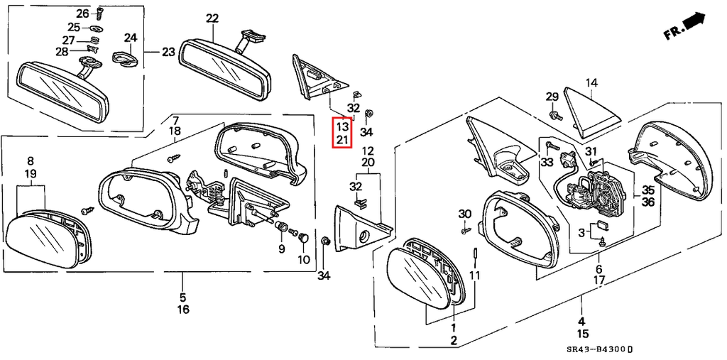 Honda Civic Eg Eg6 Ej1 Electric Interior Mirror Cover Black Left or Right — view 4