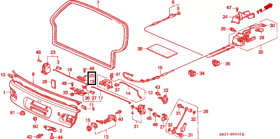 Honda Civic Eg6 Hatchback Rear Tailgate Latch Lock Lever Cover — view 7
