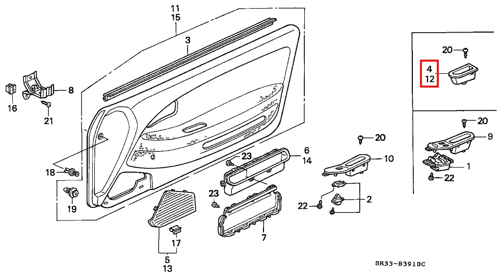 Honda Civic Eg6 Front Door Panel Pull Pocket Handle Left or Right — view 6