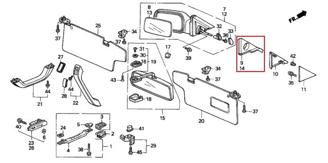 Honda Civic Hatch Interior Mirror Trim Cover Plastic Garnish Driver Left Or Right Black 76270-SH3-000 — view 4