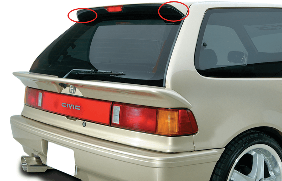 Honda Civic Hatchback Ef Rear Roof Wing Covers Set of 2 Black — view 5