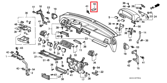Honda Civic Lid Instrument Panel Center Black 77117-SH3-000ZH — view 3