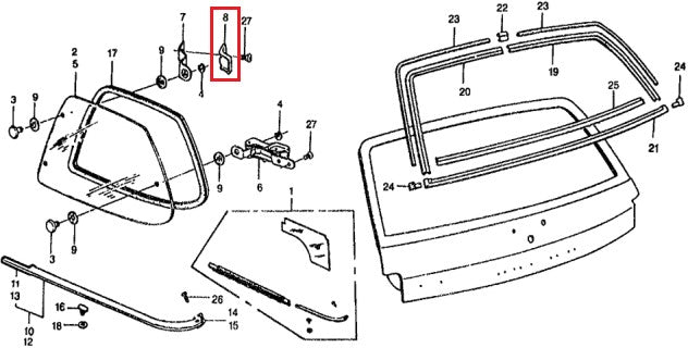 Honda Civic Set Of 2 Washer Quarter Hinge Black 73612-634-000 — view 4