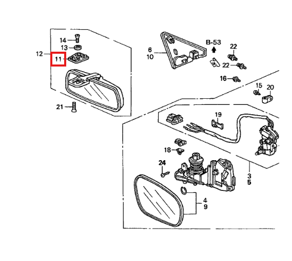 Honda Prelude Rearview Mirror Mounting Bracket Holder Black (76401S30003) — view 5
